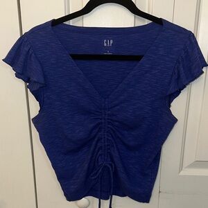 GAP Women's Blue Gathered Crop Top